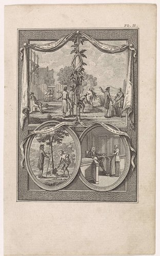 Vier bijbelse voorstellingen op een blad