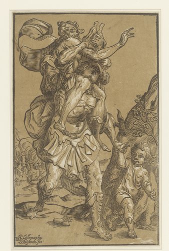 Aeneas draagt zijn vader uit Troje