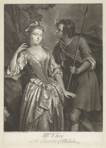 Actrice Catherine Clive in rol van Phillida