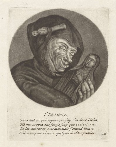 Monnik met een beeld van Maria by Jacob Gole