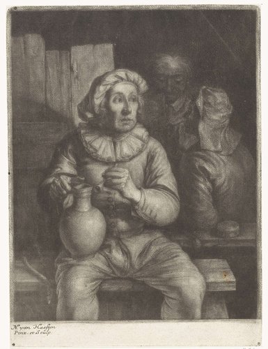 Man met een pijp en een kruik