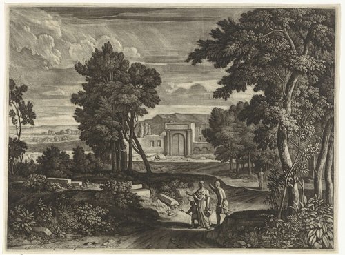 Landschap met vier figuren