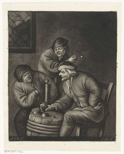 Drie mannen rond een ton