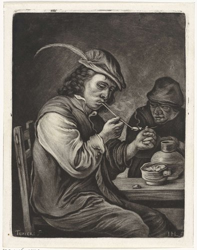 Man steekt zijn pijp aan