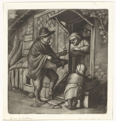 Brillenverkoper en een oude vrouw