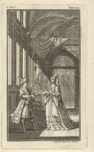 Keizerin en dienaar in een vertrek