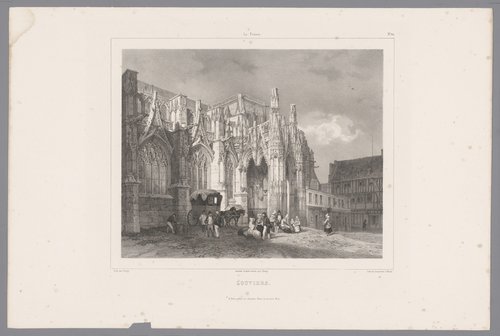 Zicht op de kerk Notre-Dame te Louviers by Isodore-Laurent Deroy