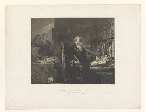 Kanselier Michel de l'Hospital schrijft zijn testament by Adolphe Mouilleron