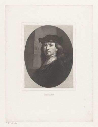 Zelfportret Rembrandt met een architectonische achtergrond