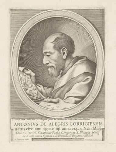 Portret van de schilder Correggio by Giovanni Francesco Bugatti