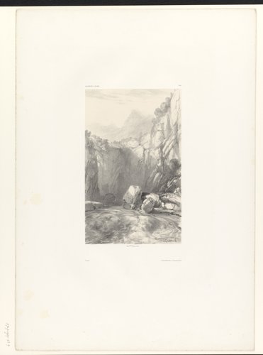 Berglandschap met kolkende beek in schlucht