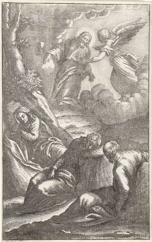 Christus in de hof van Gethsemane by Wenceslaus Hollar
