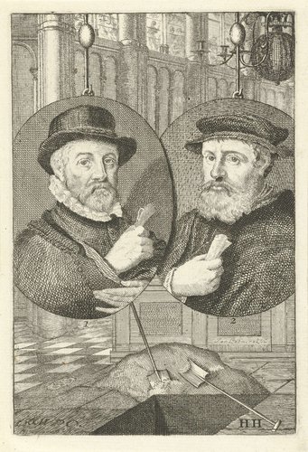 Dubbelportret van Dirck en Wouter Pietersz. Crabeth by Jan l'Admiral