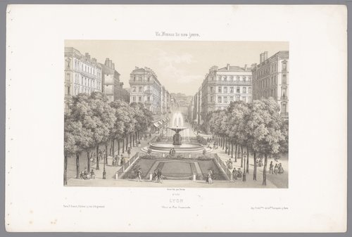 Zicht op de Place en de Rue Impériale te Lyon