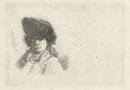Self-portrait in a fur cap: bust