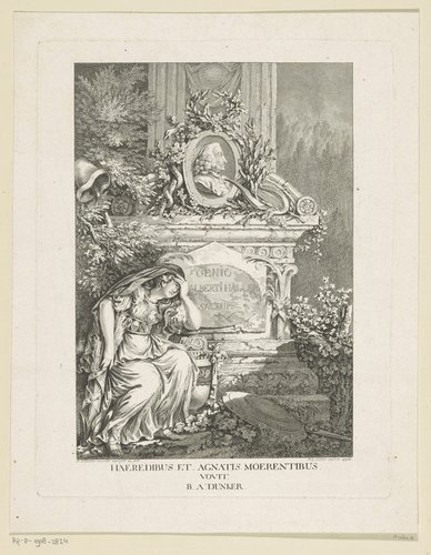 Allegorie rond het grafmonument van Albrecht von Haller