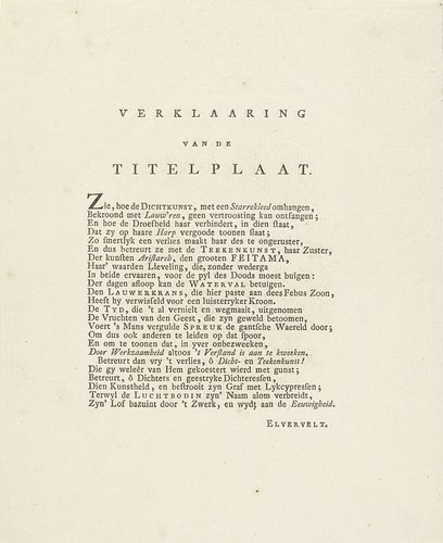 In memoriam tekst bij overlijden van Feitama by Henrik van Elvervelt