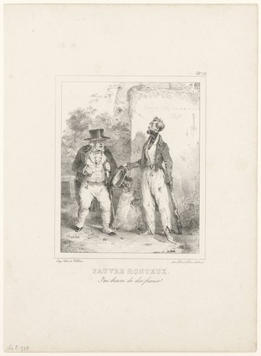 Man met knuppel bedelt bij een rijke heer om geld by Nicolas Toussaint Charlet
