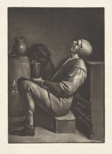 Slapende man op een houtblok