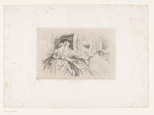Drie jonge dames in gesprek by Camille Van Camp