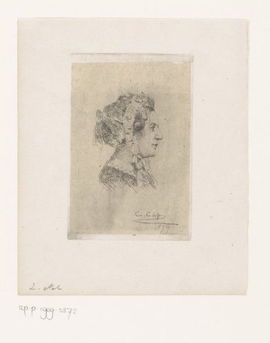 Portret van een onbekende vrouw met muts, en profil