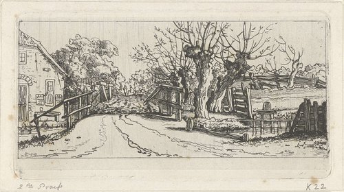 Weggetje langs een boerderij by Jacobus Ludovicus Cornet