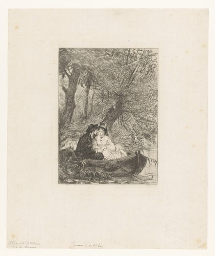 Twee geliefden in een schuit