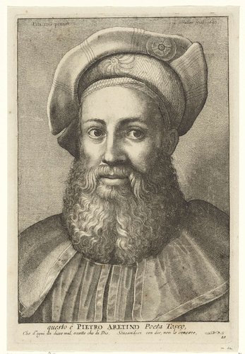 Portret van Pietro Aretino by Wenceslaus Hollar