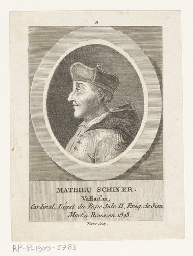 Portret van Matthäus Schiner in ovaal