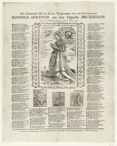 Pamflet met Catharina van Alexandrië en tekst