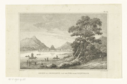 Gezicht op Chengalpattu vanaf de weg naar Conjeveram te India by Johannes Christiaan Bendorp