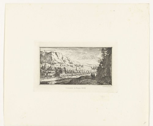 Bergachtig landschap met rivier by Johannes Arnoldus Boland