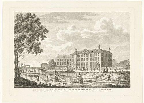 Gezicht op het Lutherse Diaconiehuis te Amsterdam by Carel Frederik Bendorp (I)