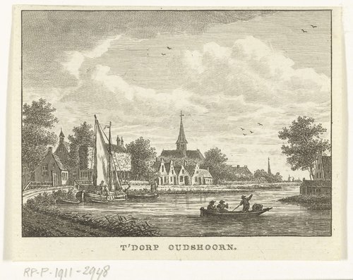 Gezicht op dorp Oudshoorn by Carel Frederik Bendorp (I)