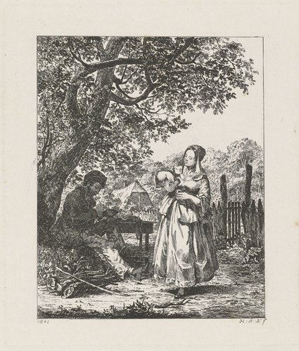 Man en vrouw voor een boerenhoeve