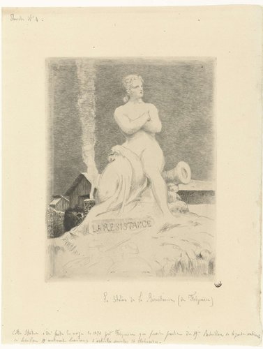 Standbeeld La Résistance (Verzet) van Alexandre Falguière en soldaten tijdens beleg van Parijs by Félix Bracquemond