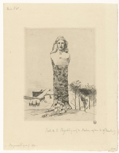 Beeld La République als buste van jonge vrouw bij verdedigingswerken tijdens beleg van Parijs by Félix Bracquemond
