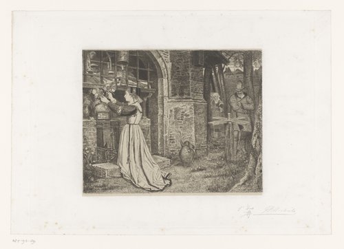 Faust en Gretchen in een tuin bij een kapel by Jean Baptiste Pierre Michiels