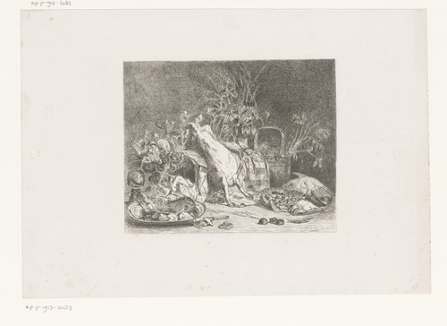 Stilleven van bloemen, vruchten en wild