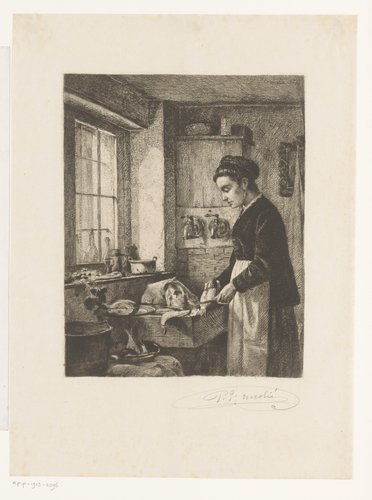 Vrouw bereidt vis in een keuken