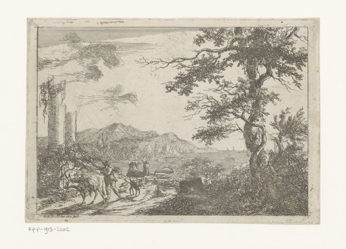 Ezeldrijver in een kustlandschap