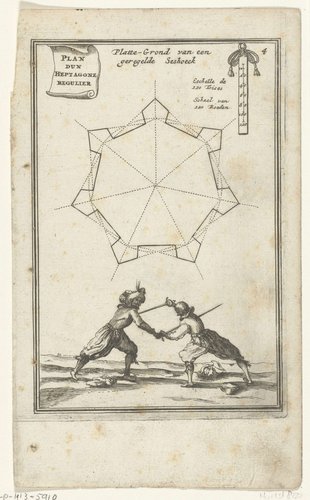 Illustratie voor 'Den Arbeid van Mars' van Allain Manesson Mallet by Romeyn de Hooghe