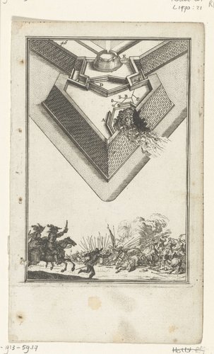 Illustratie voor 'Den Arbeid van Mars' van Allain Manesson Mallet by Romeyn de Hooghe
