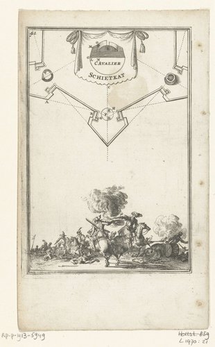 Illustratie voor 'Den Arbeid van Mars' van Allain Manesson Mallet by Romeyn de Hooghe