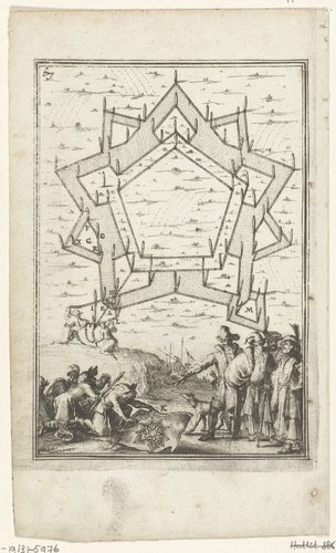 Illustratie voor 'Den Arbeid van Mars' van Allain Manesson Mallet by Romeyn de Hooghe