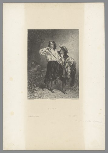 Man loopt weg van zijn slachtoffer na zwaardduel by Adolphe Mouilleron