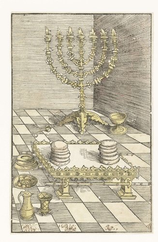 Zevenarmige kandelaar en tafel met het toonbrood