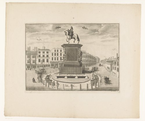 Gezicht op het monument met het beeld van Karel I, koning van Engeland op Charing Cross