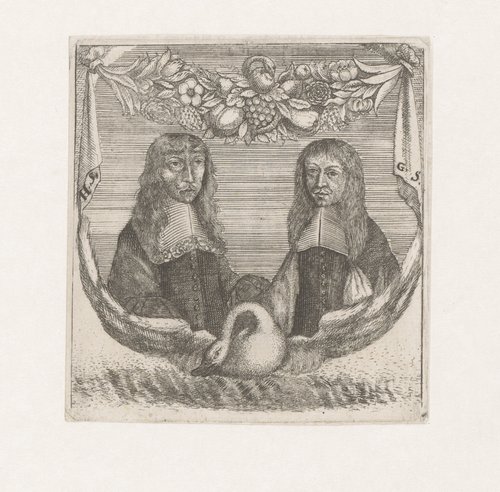 Dubbelportret van de broers H en G Schanhard by Johann Reinhold Mühl
