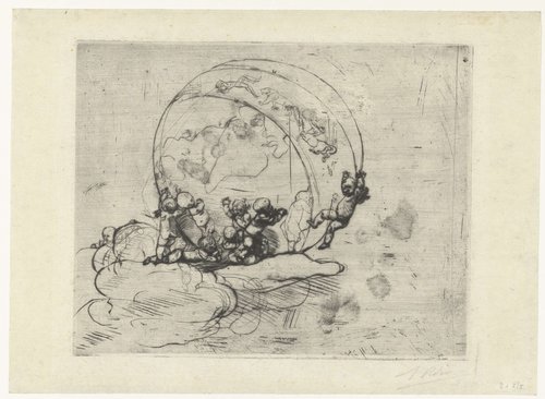 Putti met wereldbol en dierenriem